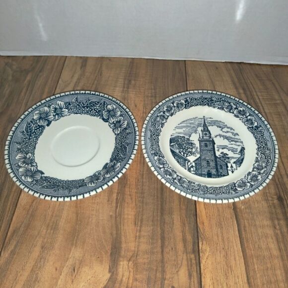Cavalier Royal China USA Blue Colonial Heritage Set of 2 Small Plates 6½"in - Picture 1 of 7